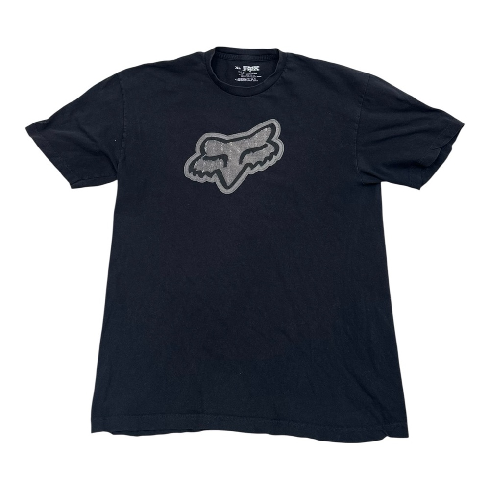Fox Vintage Y2K Men's Black Tee with Gray Logo - Size XL